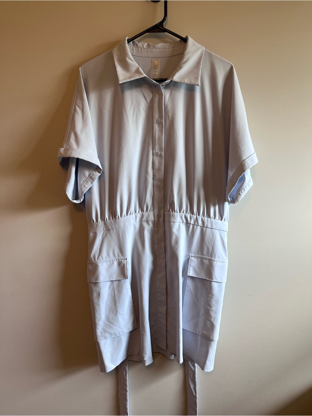 Rhone Light Blue Button-Front Utility Shirt Dress